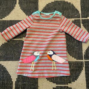 Baby Boden Bird Appliqué Dress - 6-12 mos